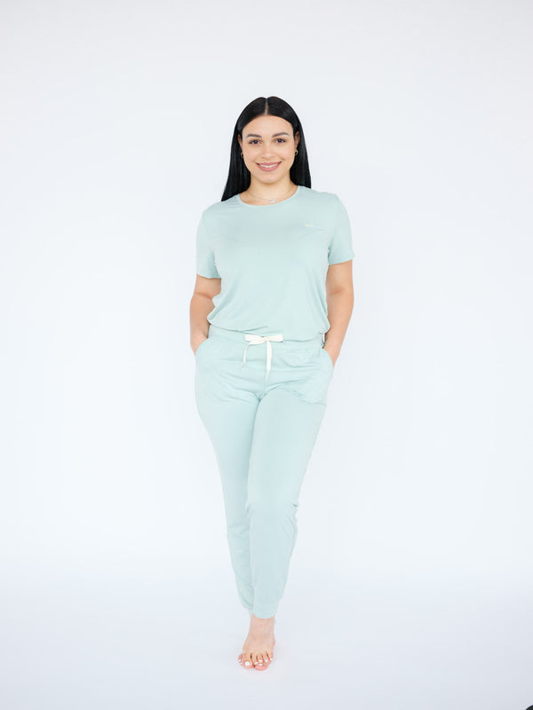 Women’s Bamboo Jogger Pajamas Set Seafoam